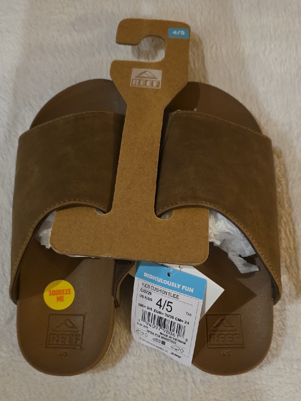 Reef Kids Tan Slide Sandals - Brown/Tan
